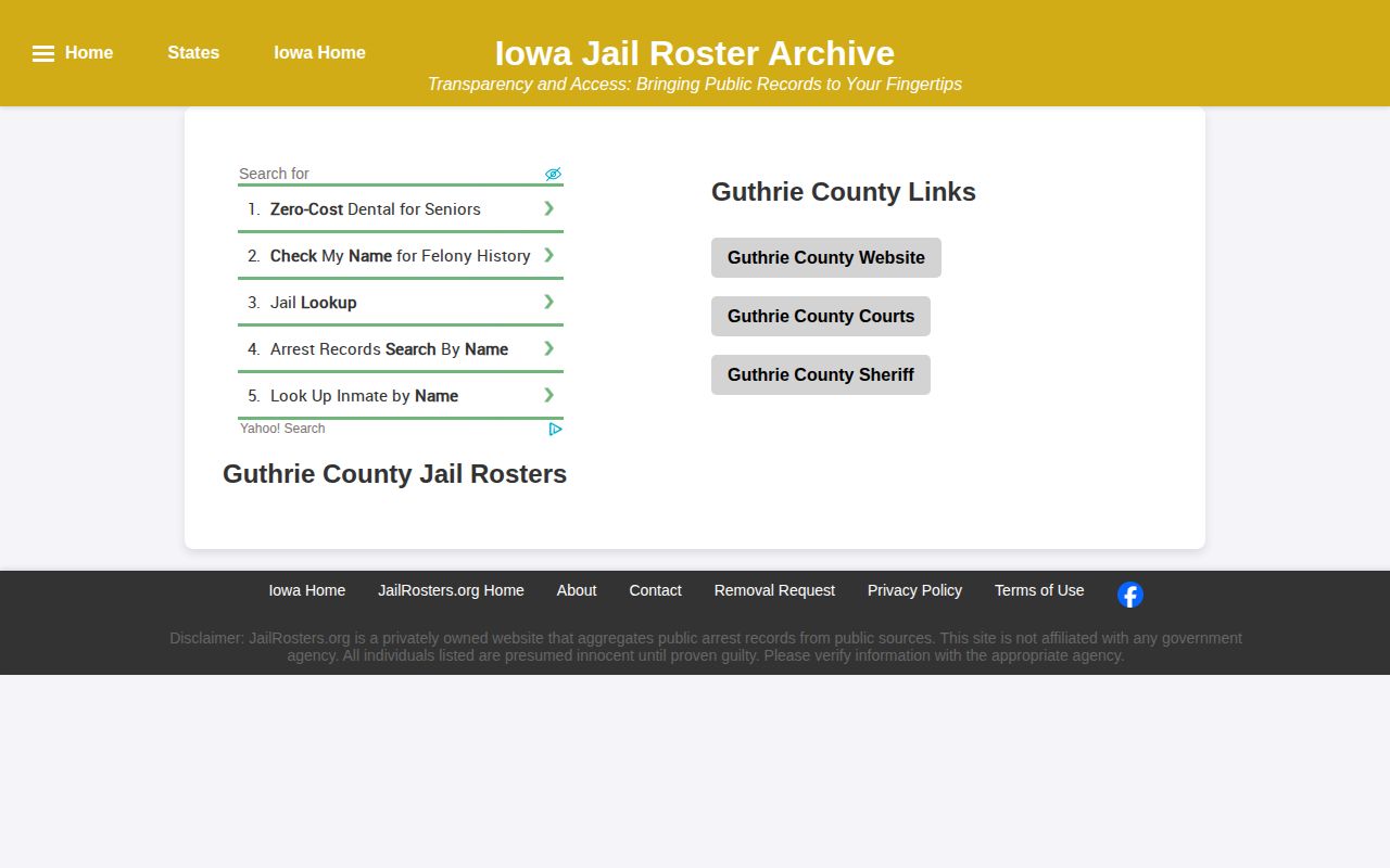 Unofficial Guthrie County arrest record directory